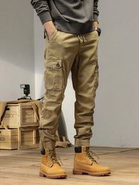 Multi-Pockets Spring Summer Cargo Pants Men Streetwear Zipper Leg Skinny Work Joggers Cotton Casual Tactical Trousers 240301