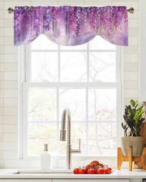 Curtain Spring Flowers Hand Painted Oil Painting Short Window Adjustable Tie Up Valance For Living Room Kitchen Drapes