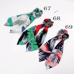 Hair Accessories Floral Print Bands Scrunchie Streamer Women Girl Ponytail Holder Elastic Scrunchies Ties 20pcs F315D