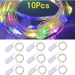 Strings 10pcs Copper Wire LED String Lights Holiday Fairy Garland Christmas Tree Decor Wedding Party DIY Natal Navidad 2024