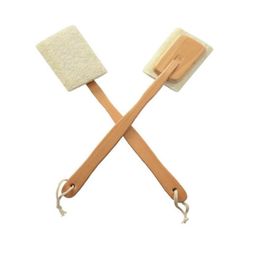 Loofah scrub scrub back massage exfoliator detachable creative long handle solid wood bath body cleanser brush6372980