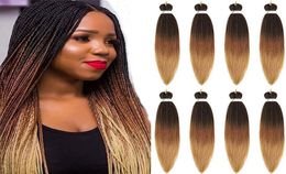 Ombre Braiding Hair Pre Stretched 26 Inch Brown Easy Braids Yaki Straight 90gpcs Water Setting Synthetic Extensions for Croch6335082