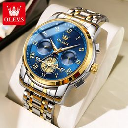 OLEVS Watch for Men Luxury Multifunction Waterproof Luminous Stainless Steel CalendarWeek Display Business Top Quartz 240227