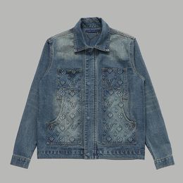 24ss Gösterç Spring Fashion Pointillism Indigo Çiçek Denim İş Giyim Ceket Tasarımcı Erkek Tatil Seyahat Ceket Ceketleri2024