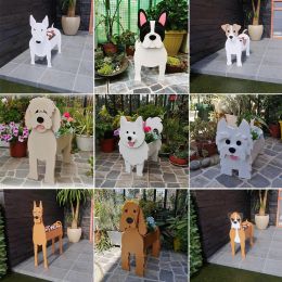 Pots Garden Flower Pot Dog Shape Planter Schnauzer Bulldog Poodle Corgi Yorkshire Vase Pots DIY PVC Flower Planters Garden Home Decor