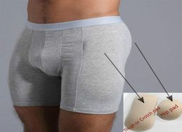 High Waist Men Butt Lifter Body Shaper Panties with 4 pockets 4 pcs spong pads Butt Enhancer Underwear men cotton boxerCD 193012396999