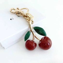 Key Rings Keychain Crystal CH Cherry Style Red Womens Bag Car Accessories Fruit Strawberry Apple Handbag Decoration 240303