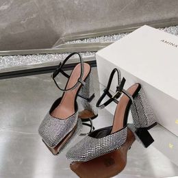 AMINA MUADDI Scarpe abbondanti con tacco con tacco di tana alla moda Designer di lusso in pelle di lusso in pelle