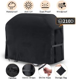 Covers 210D BBQ Cover AntiDust Black Waterproof Weber Heavy Duty Charbroil Grill Cover Rain Protective Barbecue Cover Round