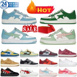 2024Designer Sta Casual Shoes Low Top Men and Women Black White Camouflage Skateboarding Sports Bapely Sneakers Outdoor Shoes Waterproof leather Size 36-45 with box