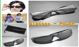 10pcs Pinhole Glasses 10pcs Black Sunglasses Pouch Bags Eyesight Improvement Vision Care Exercise Eyewear Training Set 7713291