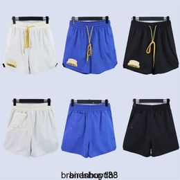 High Street Brand Rhude Fashion New Letter Embroidered Label Shorts for Men and Women Summer Sports Casual Loose Capris Ins