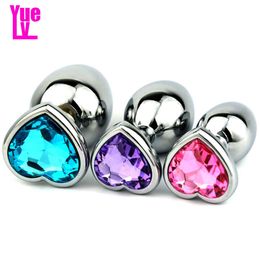 YUELV 3PcsLot SML Size Stainless Steel Butt Plug Metal Anal Butt With Diamond Plated Anal Dilator Plug Sex Toys For Women Men4338423