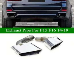 2 PCS Stainless Steel Exhaust Muffler Pipes Silver Black For BMW X5 X6 F15 F16 Upgrade X5M X6M M Bodykit 201420199234300