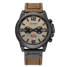 28% OFF watch Watch Mens Luxury CURREN Fashion Leather Strap Quartz Chronograph Men Casual Date Business Wristwatch Clock relojes hom