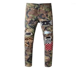 Men039s Jeans Italy Style Men039s Distressed Destroyed Art Patches Stretch Hollow Out Pant Camo Skinny Slim Trousers Size 281548945