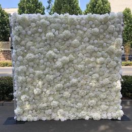 Decorative Flowers Wedding Decor 3D Artificial Flower Wall Silk Rose Backdrop Decoration Panel Home Floral Background 2024302