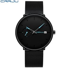 bayan kol saati CRRJU New Mens Women Watches Luxury Sport Ultra-thin Wrist Watch Men's Fashion Casual Date Watch Gift Clock270O