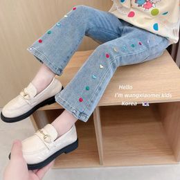 Girls Spring Autumn High Waist Denim Casual Versatile Fashionable Active Cute Comfortable Kids Childrens Clothing Pants 240227