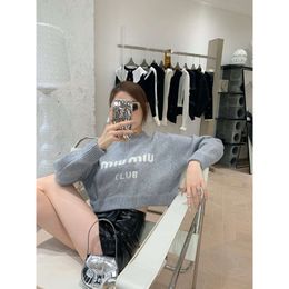miui Top womens sweater designer Tom Autumn/winter New V-neck Sparkling Embroidered Mink letter Sweater miuimiui Knitwear Love Sweater y2k D5R1