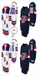 Thr Customise Men Women Kids 6 Jack Hughes S6XL Trevor Zegras Jersey USA U18 Team 2021 Biosteel All American Game Home White Nav5160625