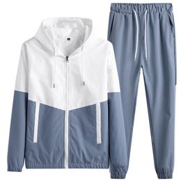 Spring Men Casual Sets Mens Joggers Hooded Tracksuit Sportswear JacketsPants 2 Piece Sets Hip Hop Running Sports Suit 5XL 240228