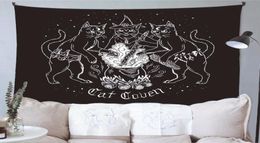 Cat Witchcraft Tapestry Wall Hanging Tapestries Mysterious Divination Baphomet Occult Home Wall Black Cool Decor Cat Coven7431862