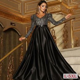 Plus Size Dresses L-5XL Elegant Evening Dress For Women Sexy Lady Sequin Shiny Party Special Event Female Prom Gown