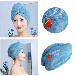 Towel Dry Hair Cap Female Coral Velvet Embroidery Thickened Super Absorbent Double Layer Same Bath