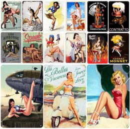 2021 Sexy Girls Plaque Metal Vintage Tin Sign Pin Up Lady Shabby Chic Decor Metal Signs Vintage Bar Decoration Metal Poster Home A9654909