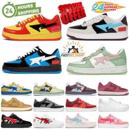 Designer Sta Casual Shoes Low Top Men and Women Blue Black Red Camouflage Skateboarding Sports Bapely Sneakers Outdoor Shoes Waterproof leather Size 36-45 with box