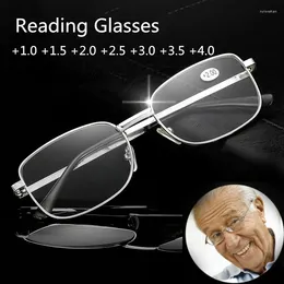 Sunglasses Reading Glasses Men Metal Frame Computer Eyewear Portable Gift For Parents HD Presbyopic EyeGlasses Mens 1.0 To 4.0