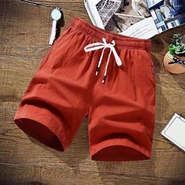 Men's Shorts Sweat-wicking Trousers Knee Length Drawstring With Elastic Waist Pockets For Casual Sports Beach Activities Plus