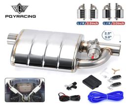 Stainless Steel Single Exhaust Muffler 25 inch 3quot 35quot INOUT Tip On Dump Valve Exhaust Cutout with Wireless Remote Con9070038