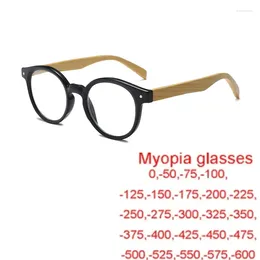 Sunglasses Bamboo Foot Myopia Glasses Men Ultra-Light Round Eye Protection Comfortable Nearsightedness Eyeglasses -1.0 To - 6.0