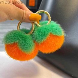 Keychains Lanyards Keychains Lanyards Keychains Mini Real Persimmon Handbag Ornaments Girl Trinket Gift Accessories Ring 240303