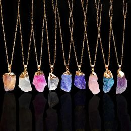 new9 Styles Crystal Natural Gemstone Necklaces For Women Men Jewelry Plated Gold Chains Statement Crystal Necklaces