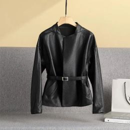 Jackets Sheepskin small leather jacket for women's short style 2023 new trend fashion leather jacket genuine leather jacket for women