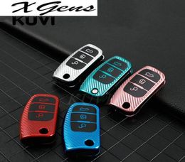 Carbon Grain Car Folding Key Cover Case For Ford Fiesta Focus 2 Ecosport Kuga Escape Falcon BMax CMax Eco Sport Galaxy6947258