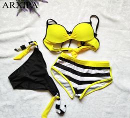 ARXIPA 2019 Three Pieces Sexy Bikini Set Bra Women Swimwear Molded Swimsuit Brazilian High Waist Bathing Suit Boyshort Big Cup New7423056