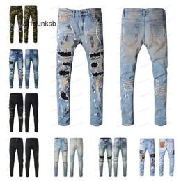 Distressed amirlies am amis imiri amiiri Mens Womens Designers Jeans amari Ripped Biker Slim Straight Denim For Men s Print Army amirl Fashion Mans Skinny Pants 7E0B