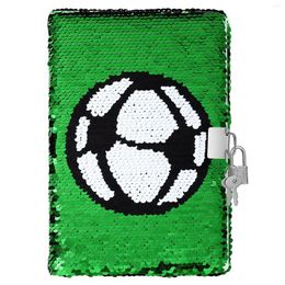 Sequin Notebook Reversible Football Pattern With Lock And Keys Diary Journal Travel Planner Kids Adults Office Supplies