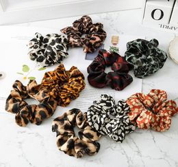 2019 9 Colors Women Girls Leopard Color Cloth Elastic Ring Hair Ties Accessories Lady Ponytail Holder Hairbands Scrunchies Hair Ba4775067