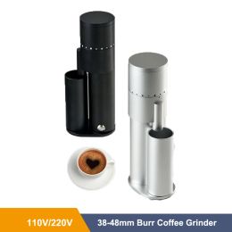 Tools 48MM Electric Burr Espresso Coffee Grinder Machine Portable Thickness Adjust Mini Coffee Beans Grinding Machine 110240V