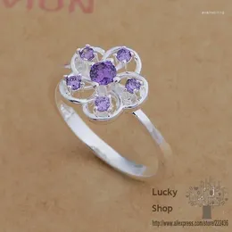 Cluster Rings AR661 925 Sterling Silver Ring Fashion Jewelry Luxuriant Flower Inlaid Stones /chkakyra Gfcaowja