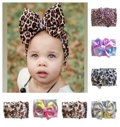 Tiedye Leopard Headbands Kids Baby Big Bow Hair Wraps Band Infant Hair Bands Elastic Wide Headband Baby Girls Boys Headwear E12043481639