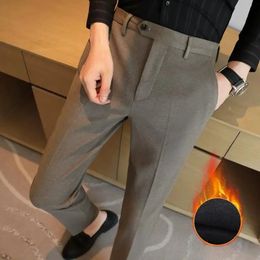 Autumn Winter Thickened Starry Sky Woolen Suit Pant High Quality Men Business Slim Dress Pants Men Social Casual Pants 240219