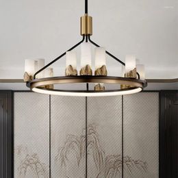 Pendant Lamps Nordic Design Indoor Decoration Living Room Bedroom Light Modern Marble Brass Led Chandelier