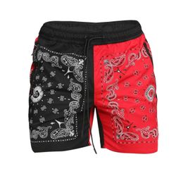 Casual outdoor designer mix colours striped short pants pocket zipper drawstring mens sports shorts basketball sportswear breathable plus size