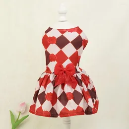 Dog Apparel Exquisite Edging Pet Fashionable Plaid Bow Dress For Pets Soft Comfort Style Dogs Cats Parties Birthdays